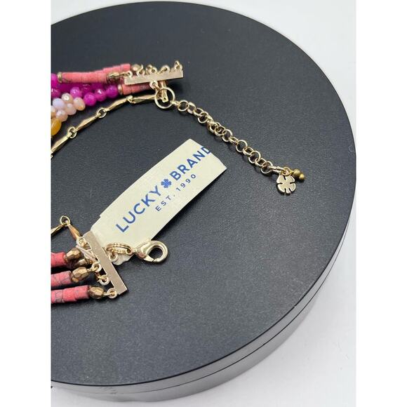 Lucky Brand Signed‎ Semi Precious Multi strand Pink Yellow Bracelet New - Picture 4 of 7